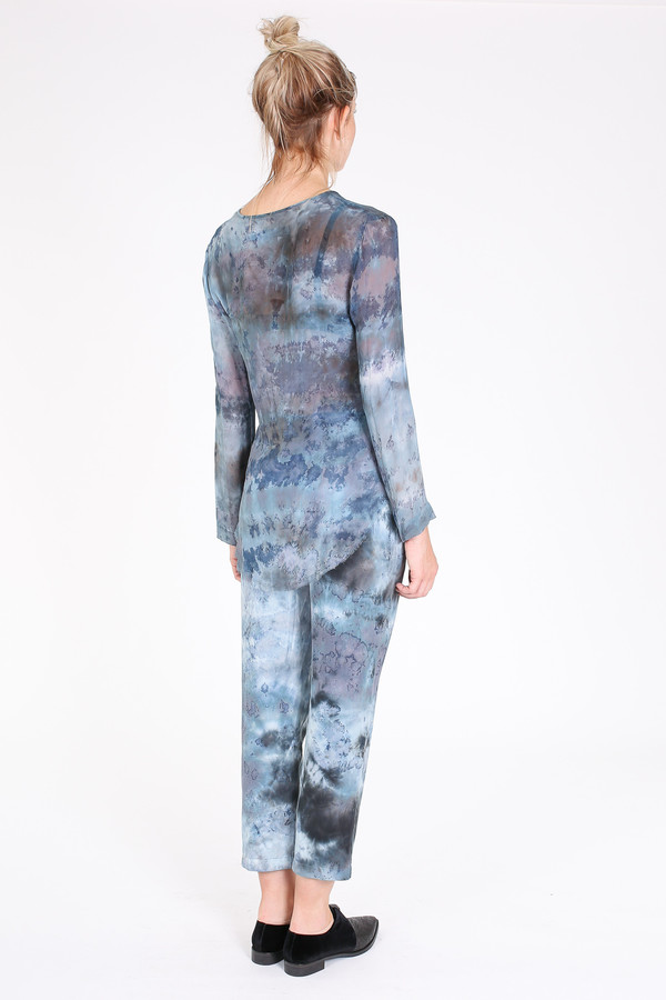 Raquel Allegra Chiffon henley blouse in Midnight Raquel Allegra Chiffon henley blouse in Midnight
