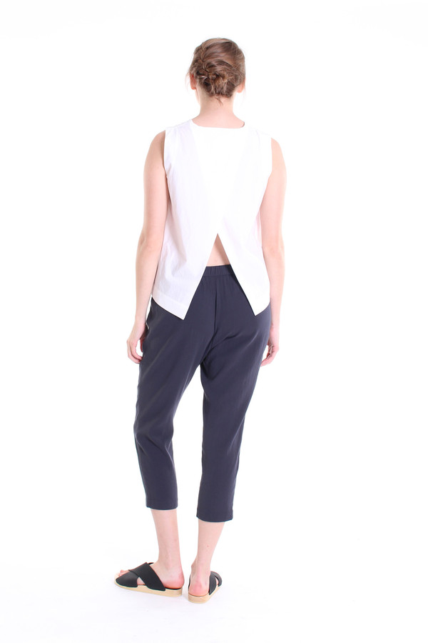 Evam Eva Double cloth tuck pants in north sea Evam Eva Double cloth tuck pants in north sea