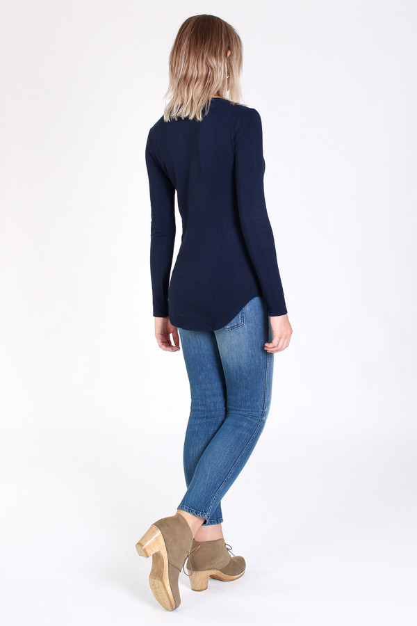 Majestic French terry scoop neck top in marine Majestic French terry scoop neck top in marine