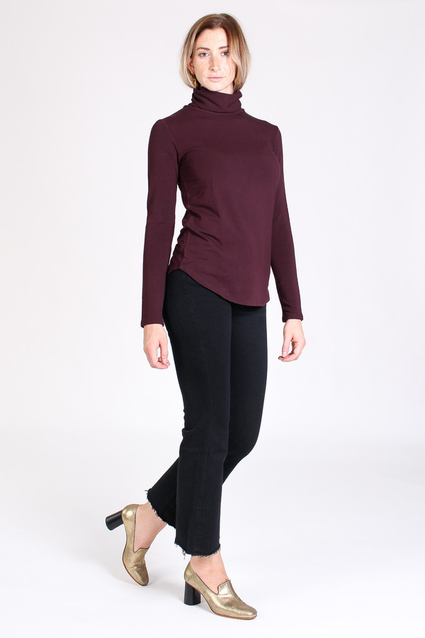 Majestic French terry turtleneck in aubergine Majestic French terry turtleneck in aubergine