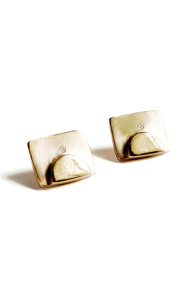 The Things We Keep Juven studs in brass/white diamond The Things We Keep Juven studs in brass/white diamond