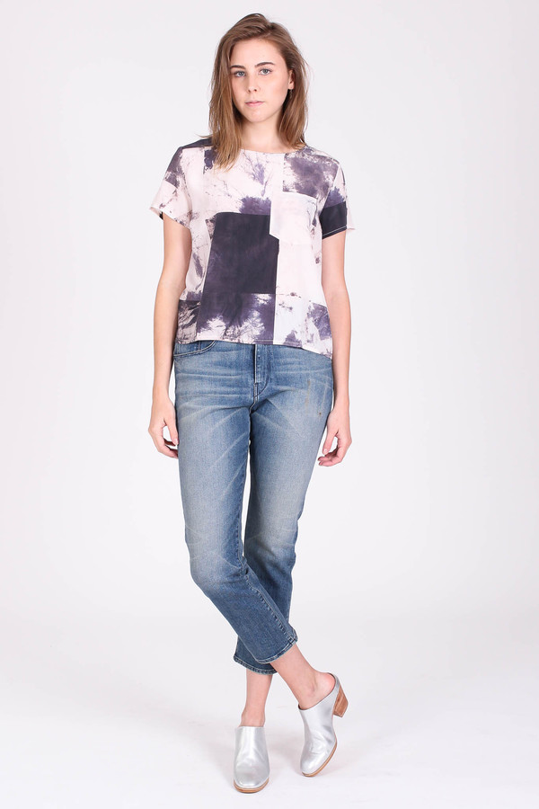 The Podolls Luz pocket tee in logwood print The Podolls Luz pocket tee in logwood print