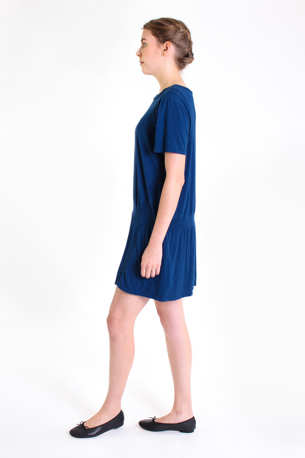 Clu Paneled short sleeve dress in Sea Blue Clu Paneled short sleeve dress in Sea Blue