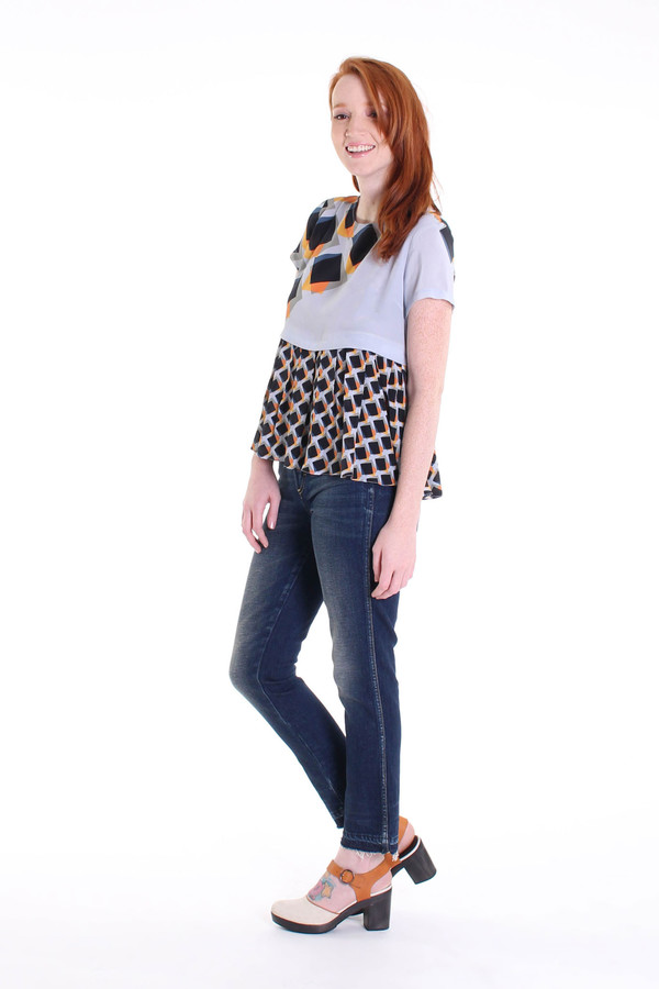 Suno Pleated underlay boxy top in blue Suno Pleated underlay boxy top in blue