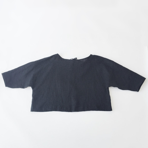 LLOYD Black Linen Tie Back Top LLOYD Black Linen Tie Back Top