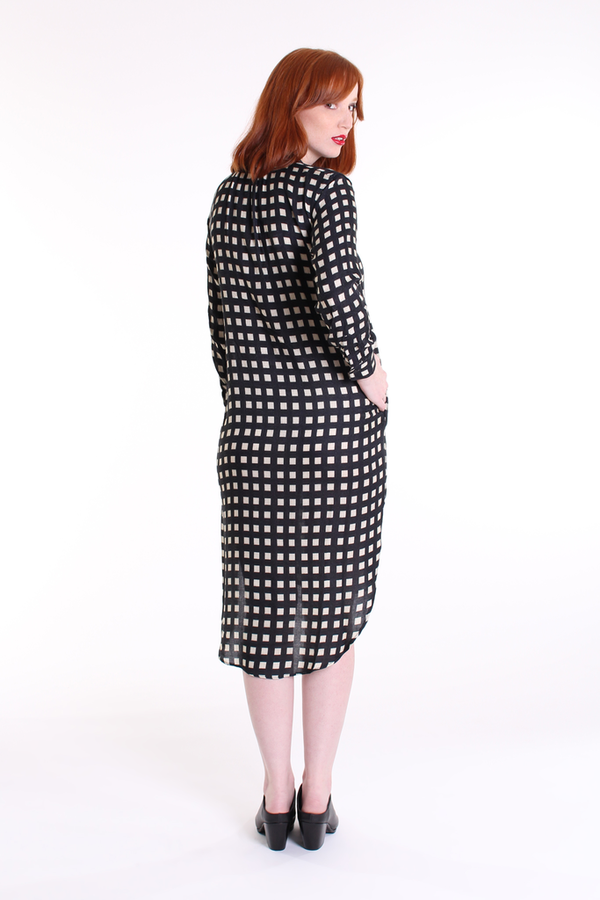 Apiece Apart Shirred georgia dress in navy/white Apiece Apart Shirred georgia dress in navy/white