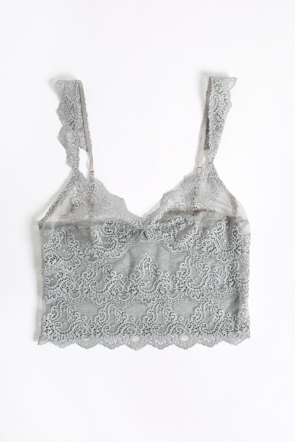 Only Hearts So fine lace cropped cami in heather grey Only Hearts So fine lace cropped cami in heather grey