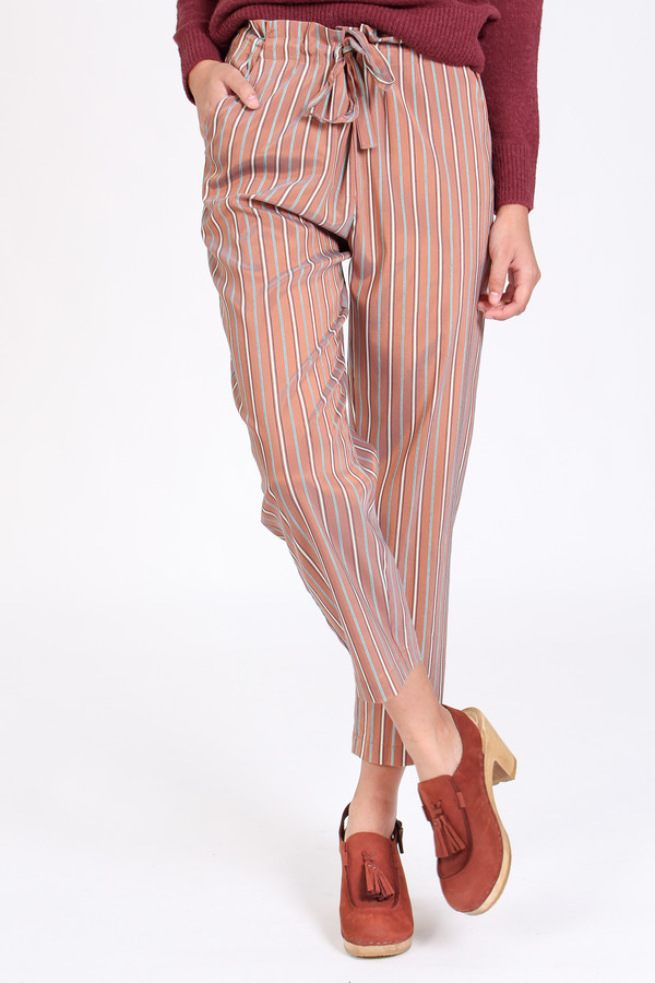 Raquel Allegra Tie front pant in copper stripe Raquel Allegra Tie front pant in copper stripe