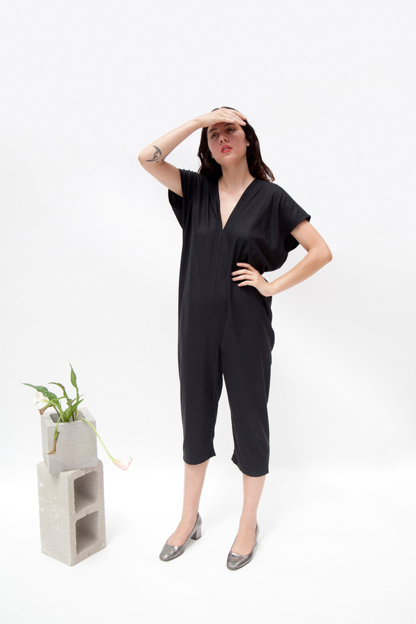 Miranda Bennett Everyday Jumpsuit, Black Silk Noil Miranda Bennett Everyday Jumpsuit, Black Silk Noil