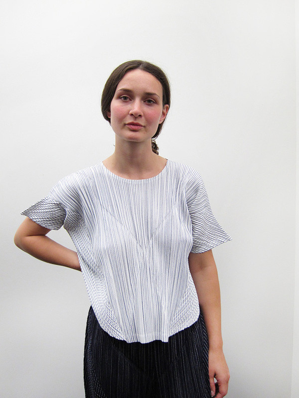 Issey Miyake Kasuri Stripe Top - White Issey Miyake Kasuri Stripe Top - White