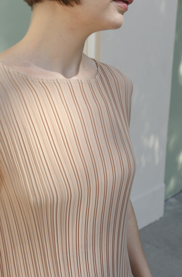Objects Without Meaning Knife Pleat Dress in Nude Objects Without Meaning Knife Pleat Dress in Nude