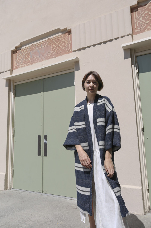 Horses Atelier Robe Coat in Wool Stripe Horses Atelier Robe Coat in Wool Stripe