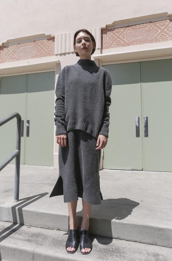Objects Without Meaning Mock Neck Sweater in Grey Objects Without Meaning Mock Neck Sweater in Grey