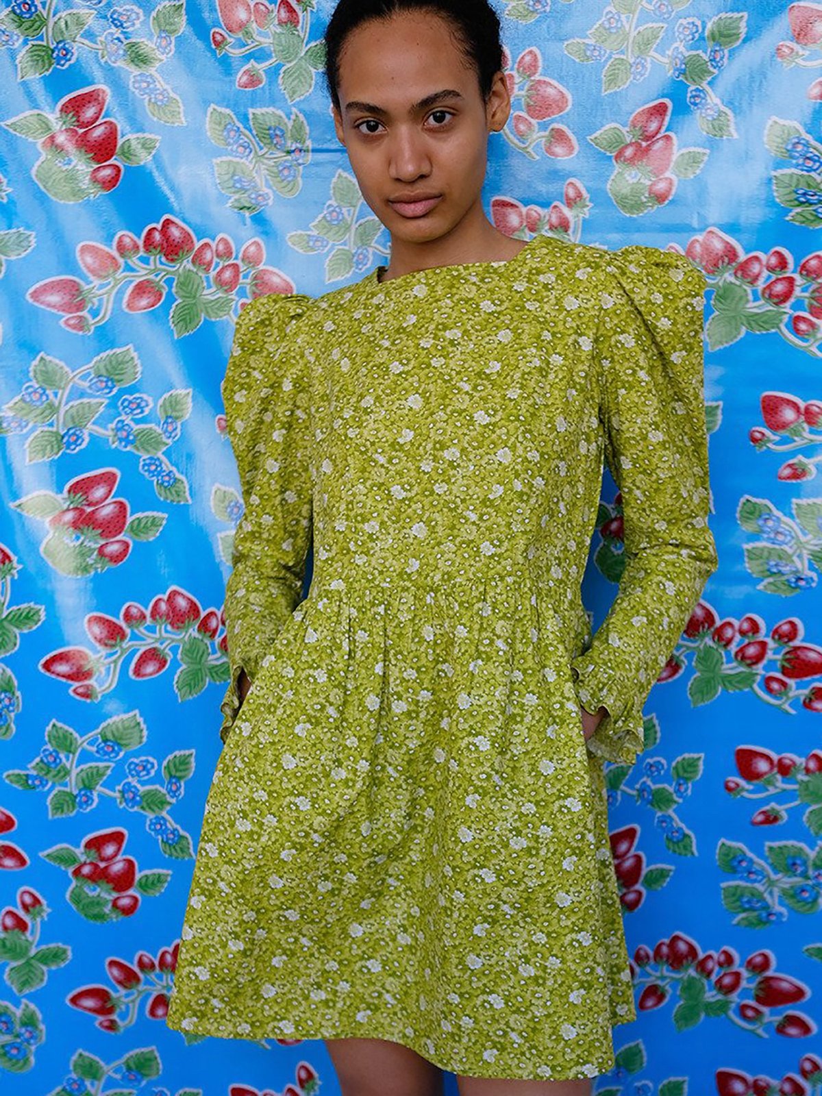 lime green floral dress
