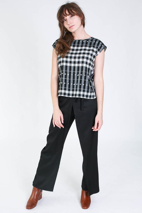 Svilu Base top in black/white check Svilu Base top in black/white check