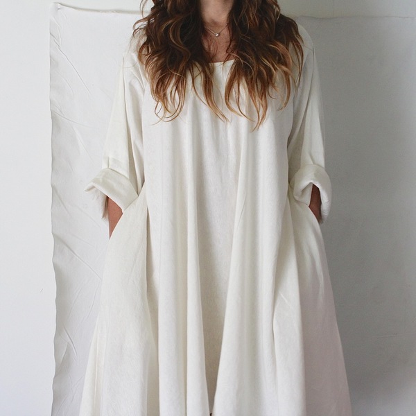 Hemp Silk Twirl Dress, Natural Hemp Silk Twirl Dress, Natural