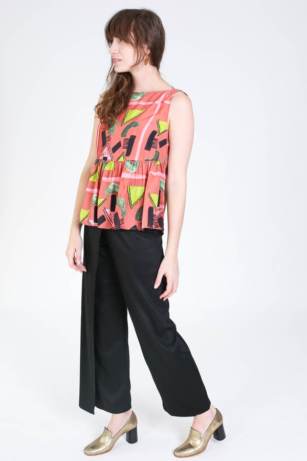 Rachel Comey Sleeveless longfellow top in clay print Rachel Comey Sleeveless longfellow top in clay print