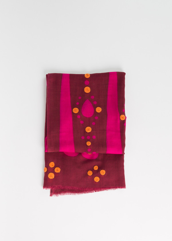 Odeeh Embroidered Flower Print Scarf Odeeh Embroidered Flower Print Scarf