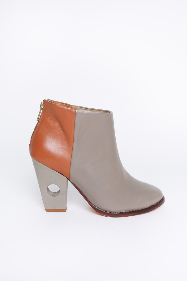 Nina Payne Halsey hole punch boot in grey/cognac Nina Payne Halsey hole punch boot in grey/cognac