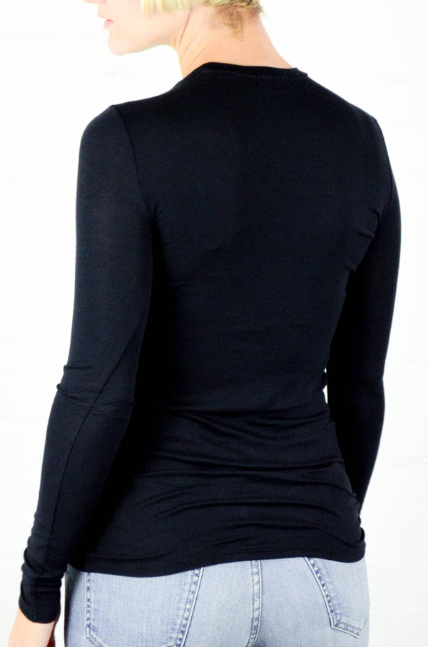 ATM Anthony Thomas Melillo ATM Black Long Sleeve Modal Rib Crew ATM Anthony Thomas Melillo ATM Black Long Sleeve Modal Rib Crew