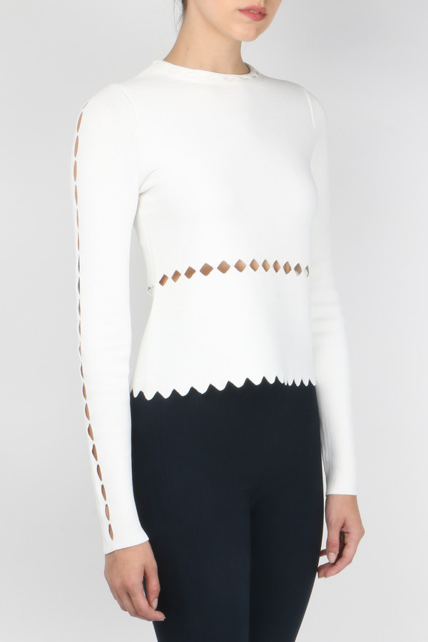 Jonathan Simkhai Slashed Mock Neck Long Sleeve Top Jonathan Simkhai Slashed Mock Neck Long Sleeve Top
