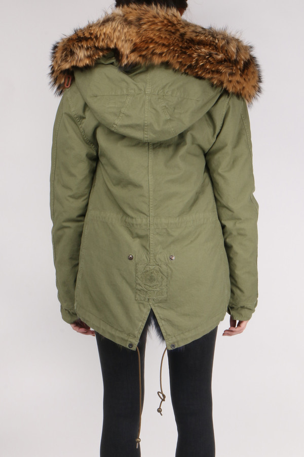 Mr & Mrs Italy Canvas Fur-Trimmed Mini Parka Mr & Mrs Italy Canvas Fur-Trimmed Mini Parka