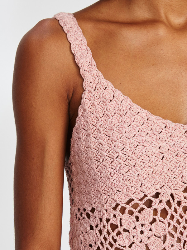 CROCHET CROP TANK / PINK CROCHET CROP TANK / PINK