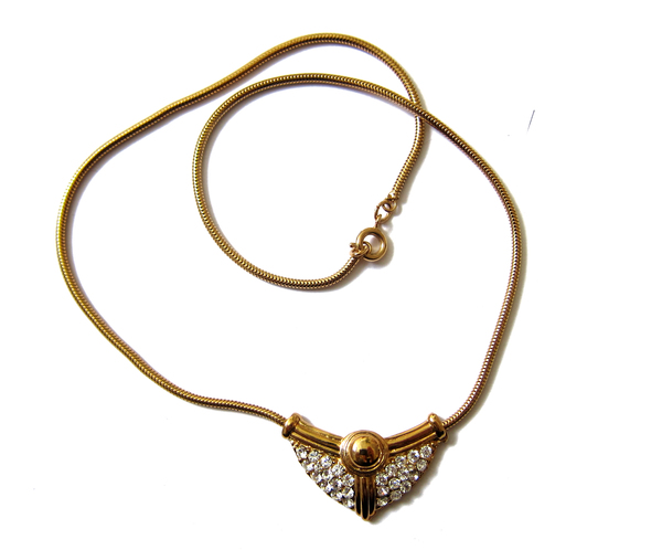 gold rhinestone deco necklace gold rhinestone deco necklace