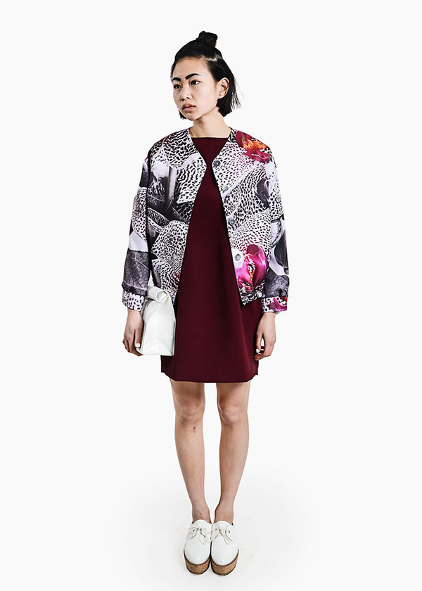 S M K - Grey Orchid Bomber Jacket S M K - Grey Orchid Bomber Jacket