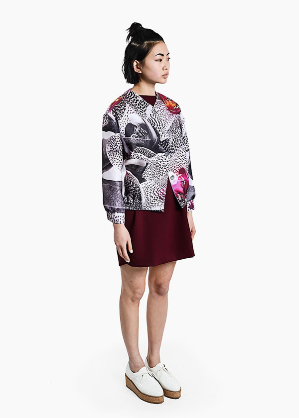 S M K - Grey Orchid Bomber Jacket S M K - Grey Orchid Bomber Jacket