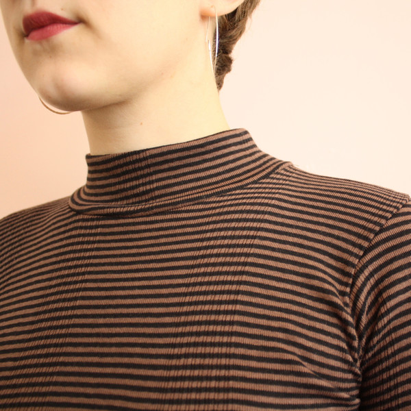 Curator Ida Stripe Mock Turtleneck Curator Ida Stripe Mock Turtleneck