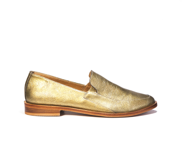 Zou Xou Loafer in Crackled Gold Zou Xou Loafer in Crackled Gold