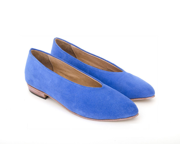 Zou Xou Glove Flat in Azure Suede Zou Xou Glove Flat in Azure Suede
