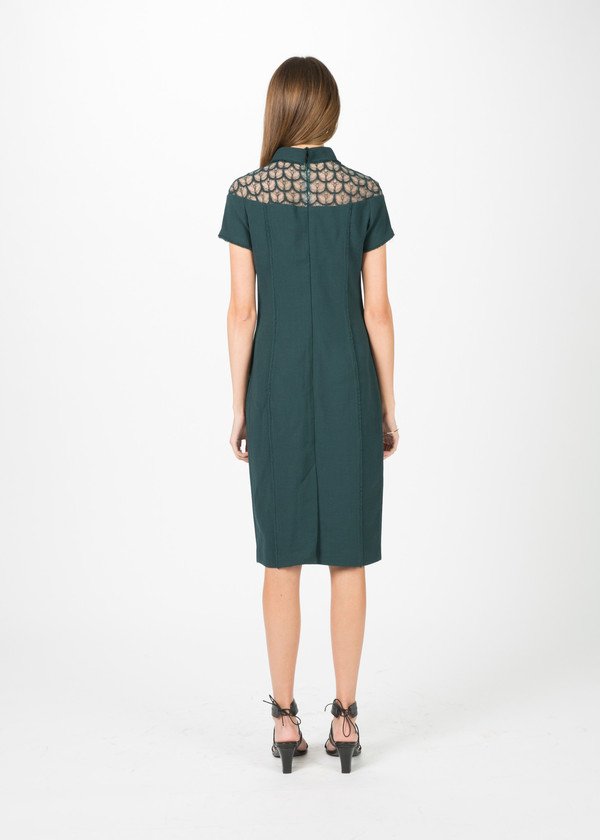 Amelia Toro Crepe and Lace Short Sleeve Dress Amelia Toro Crepe and Lace Short Sleeve Dress
