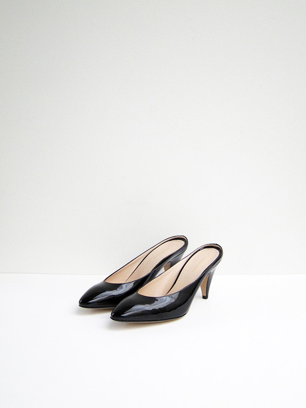 Mansur Gavriel Classic Heel Slipper, Black Patent Mansur Gavriel Classic Heel Slipper, Black Patent