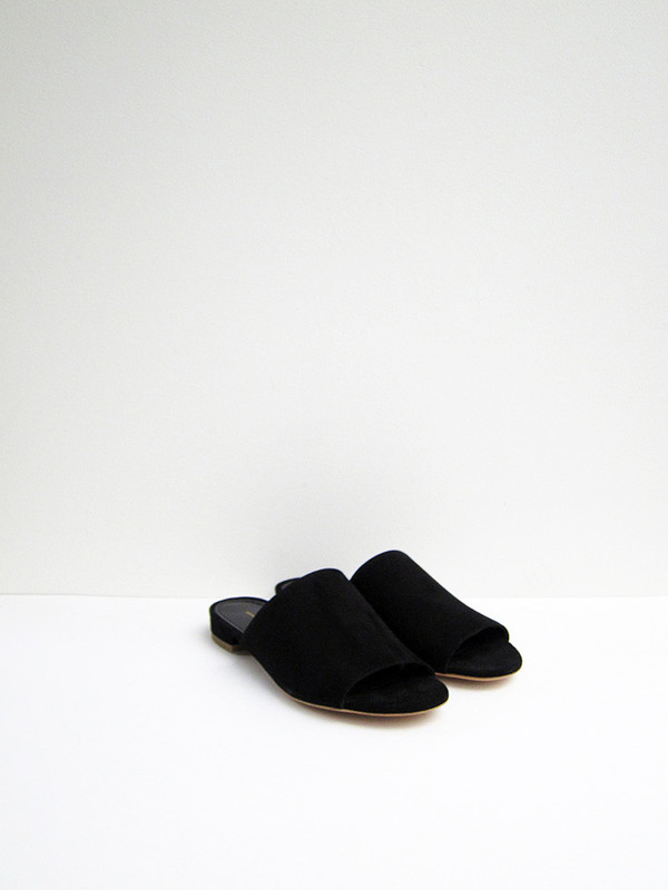Mansur Gavriel Flat Mule, Black Suede Mansur Gavriel Flat Mule, Black Suede