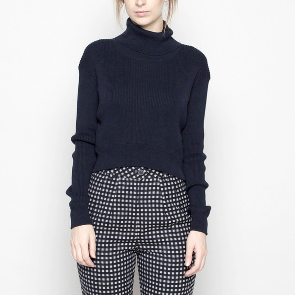 7115 by Szeki Lightweight Fitted Cropped Sweater - Navy FW16 7115 by Szeki Lightweight Fitted Cropped Sweater - Navy FW16