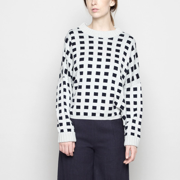 7115 by Szeki Mock-Neck Cotton Plaid Sweater - Mint FW16 7115 by Szeki Mock-Neck Cotton Plaid Sweater - Mint FW16