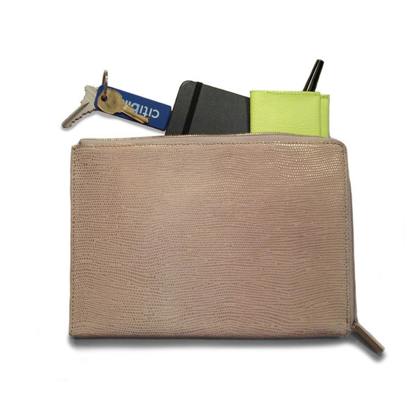 Eayrslee - Harper Clutch in Rose Gold Lizard Eayrslee - Harper Clutch in Rose Gold Lizard