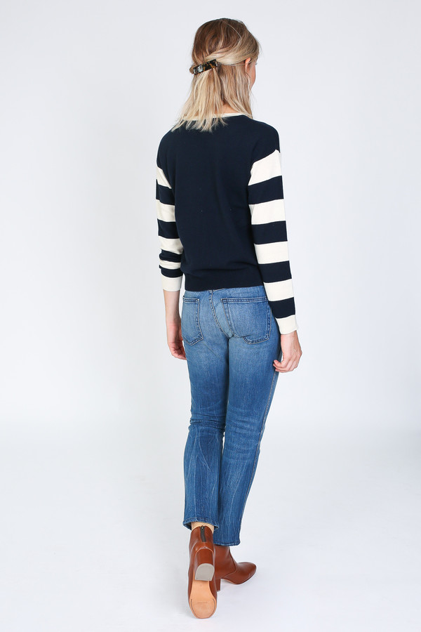 Chinti and Parker Geometric Intarsia Sweater in navy/cream Chinti and Parker Geometric Intarsia Sweater in navy/cream