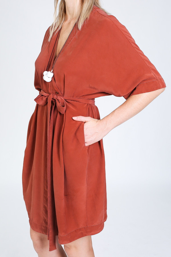 Vincetta Knee Length Kimono Dress in sequoia Vincetta Knee Length Kimono Dress in sequoia