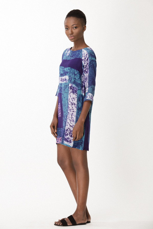 Osei-Duro Linter Dress in Navy Rubics Osei-Duro Linter Dress in Navy Rubics