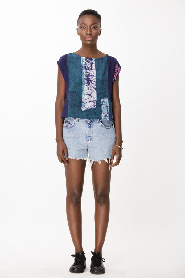 Osei-Duro Maena Shell in Navy Rubics Osei-Duro Maena Shell in Navy Rubics