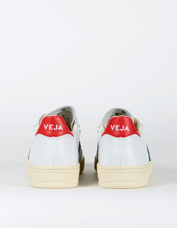Veja V-10 Leather Sneaker Extra White Nautico Pekin Veja V-10 Leather Sneaker Extra White Nautico Pekin