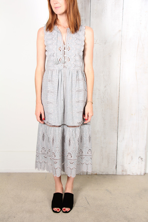 SEA EMBROIDERED SLEEVELESS MIDI DRESS SEA EMBROIDERED SLEEVELESS MIDI DRESS