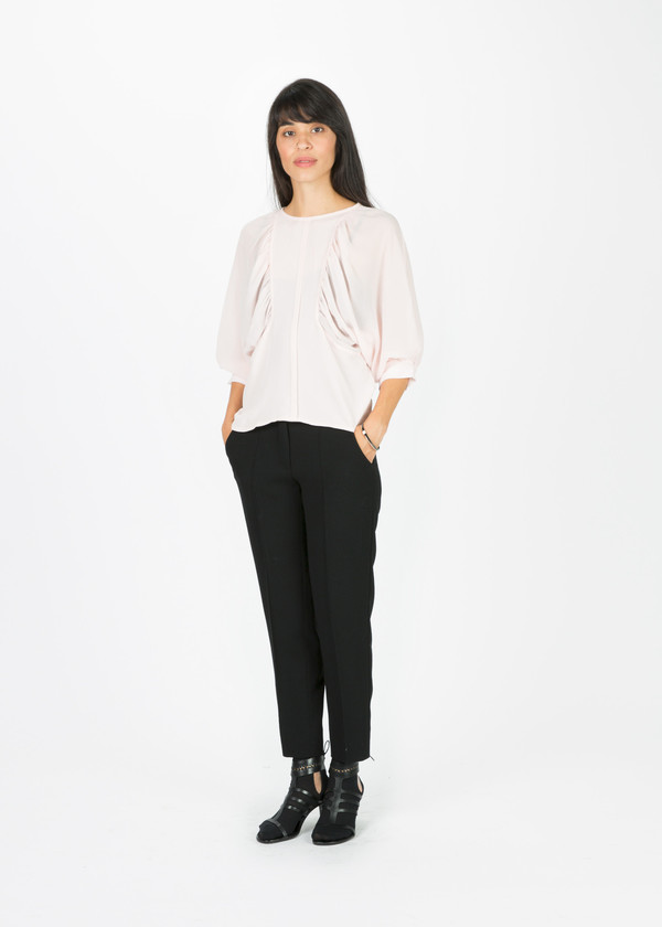 Amelia Toro Gathered Silk Crepe Blouse Amelia Toro Gathered Silk Crepe Blouse