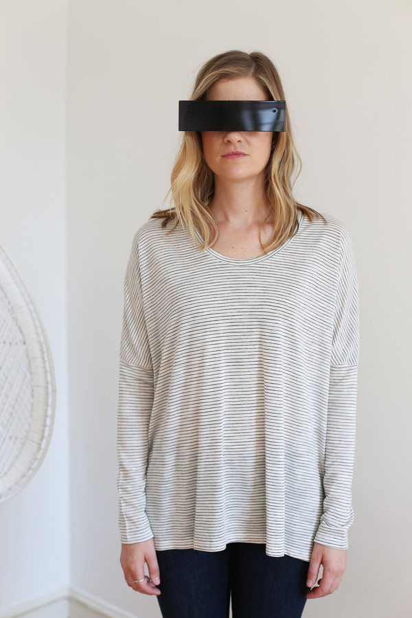 Margaux Lonnberg Ines Long Sleeve Tee in White with Black Stripes Margaux Lonnberg Ines Long Sleeve Tee in White with Black Stripes