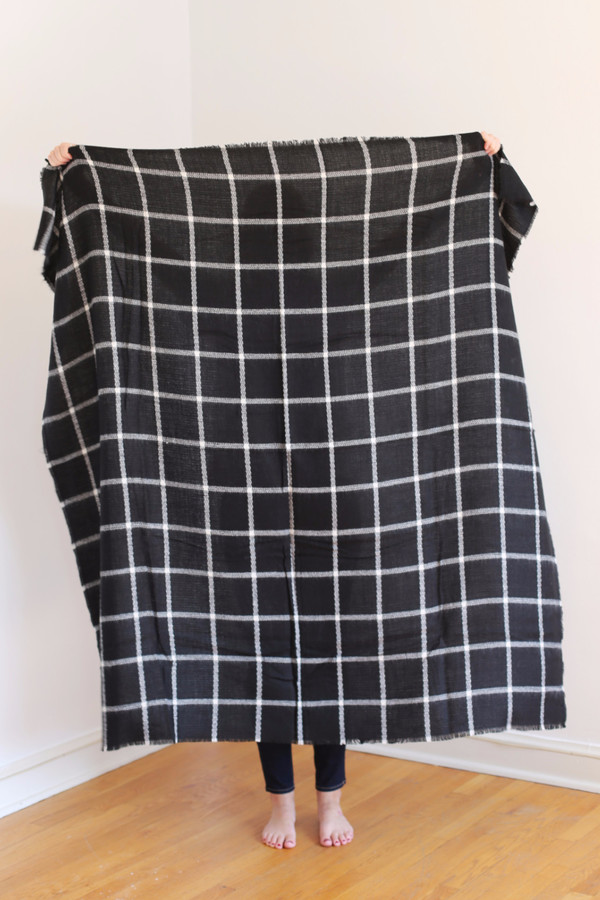 Buji Baja Windowpane Blanket Scarf Black Buji Baja Windowpane Blanket Scarf Black