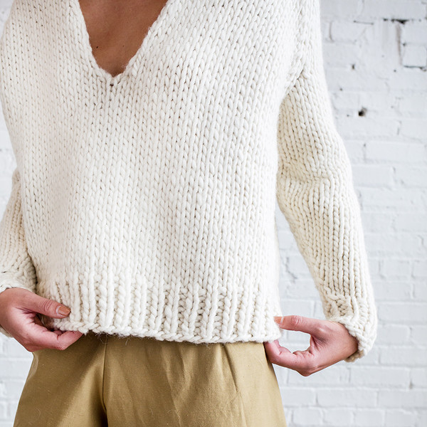 Anaak Mori Handknit Oversize V-Neck Pullover Anaak Mori Handknit Oversize V-Neck Pullover