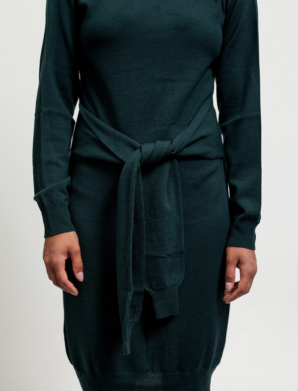 MM6 by Maison Margiela Womens Tie Sleeves Dress Pine MM6 by Maison Margiela Womens Tie Sleeves Dress Pine